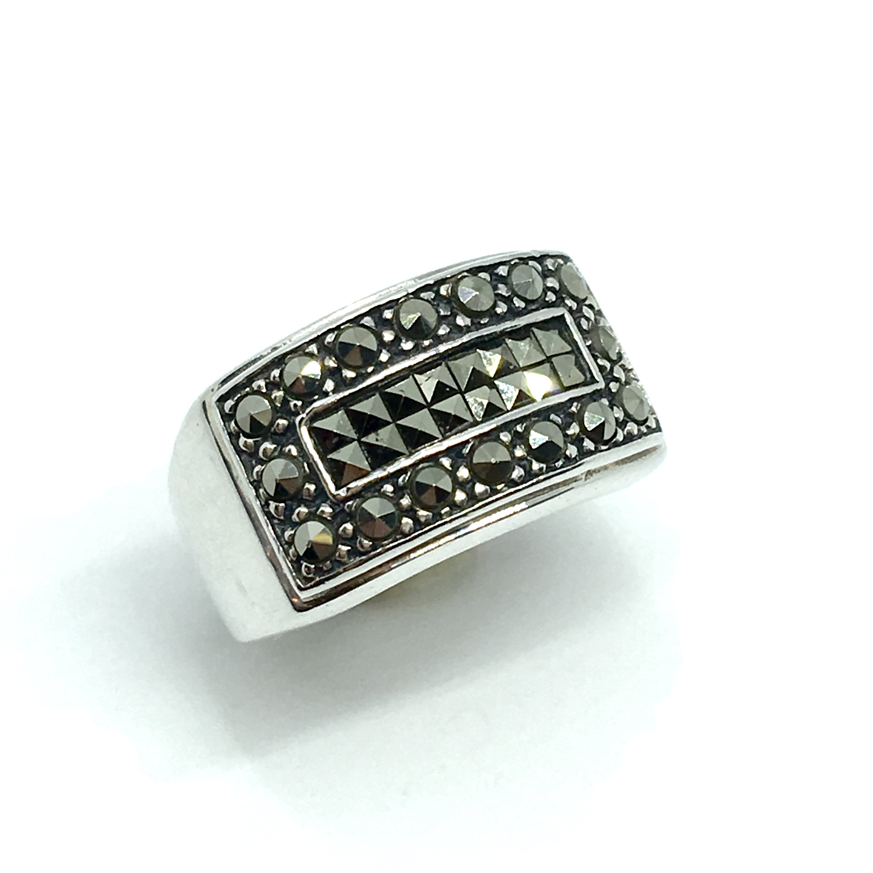 2-Row Marcasite Band 925 Silver Ring